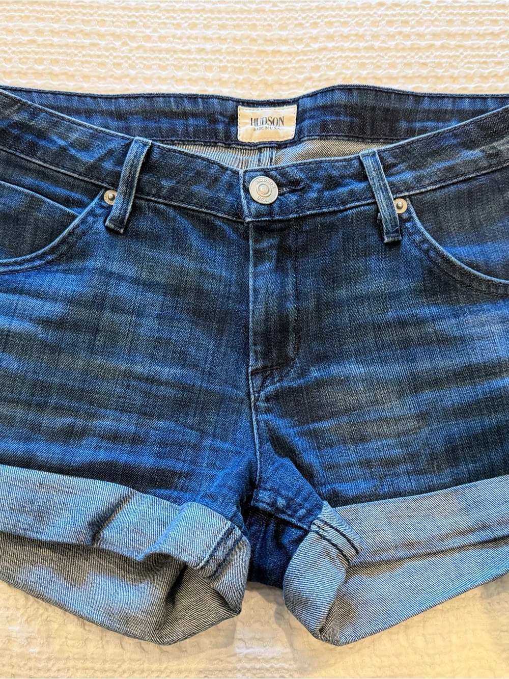Hudson Jeans Dark Blue Rolled Hem Denim Shorts